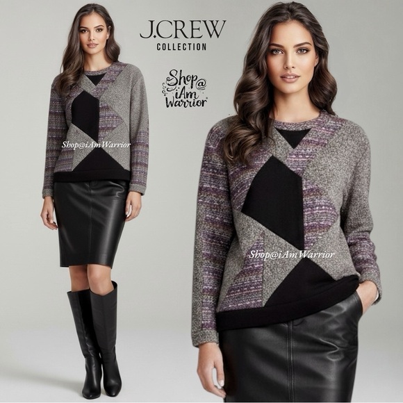 J.Crew Collection NWT RARE donegal tweed mixed media pullover *shop@iamwarrior - Picture 1 of 14